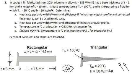 a straight fin fabricated from 2024 aluminum alloy|straight fin diagram.